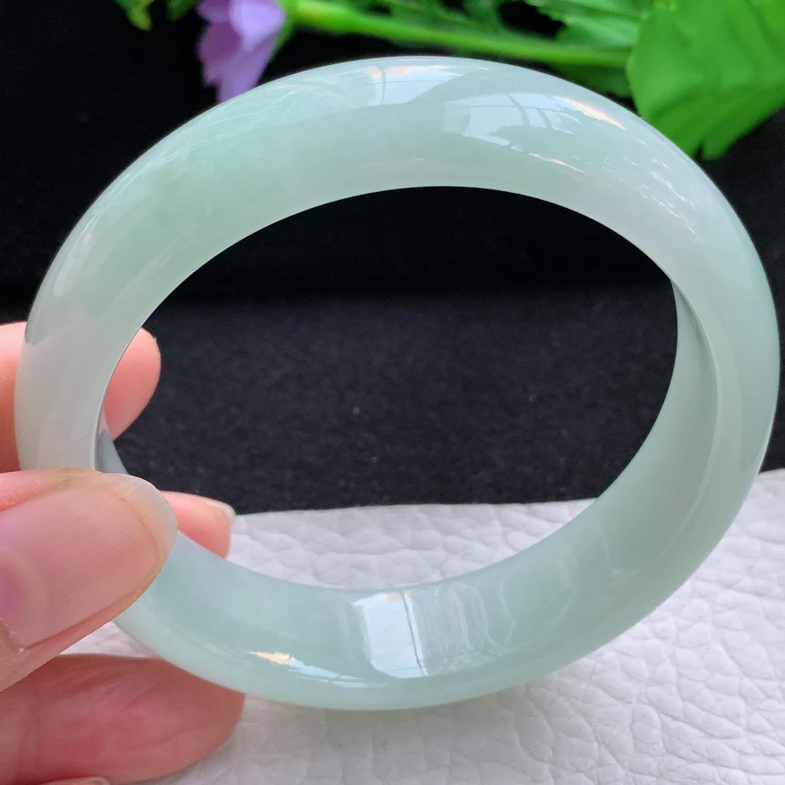 nr大圈口60*16.2*8.2轮胎镯 翡翠a货玉手镯甜绿宽边珠宝玉手环