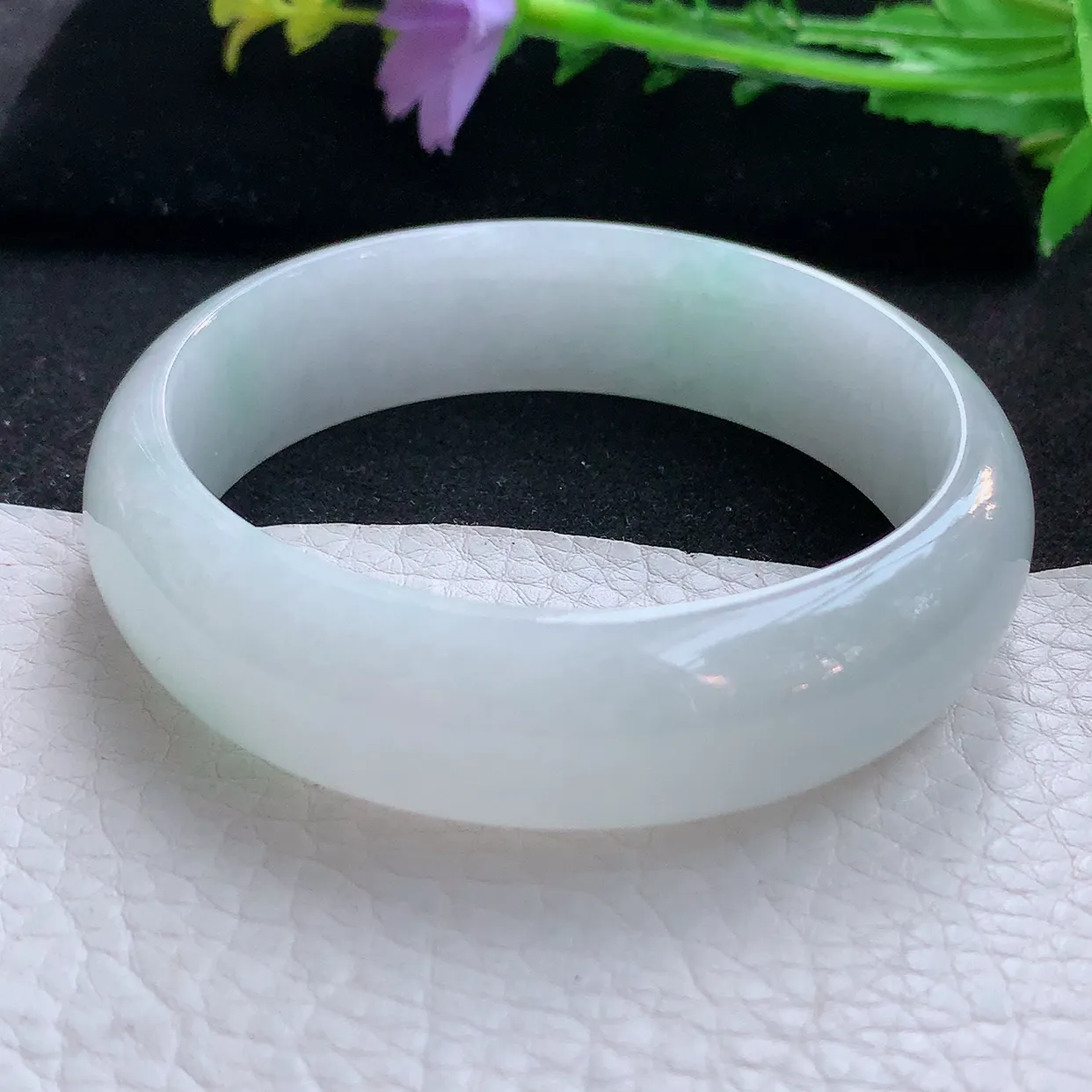 hy自然光59*17.3*7.8轮胎镯 翡翠a货玉手镯清新大气宽边珠宝玉手环