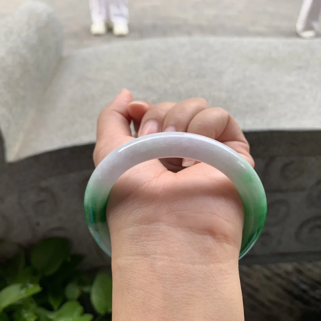 圈口57.3-9.5 【飘辣绿圆条手镯】圆条57 58可戴