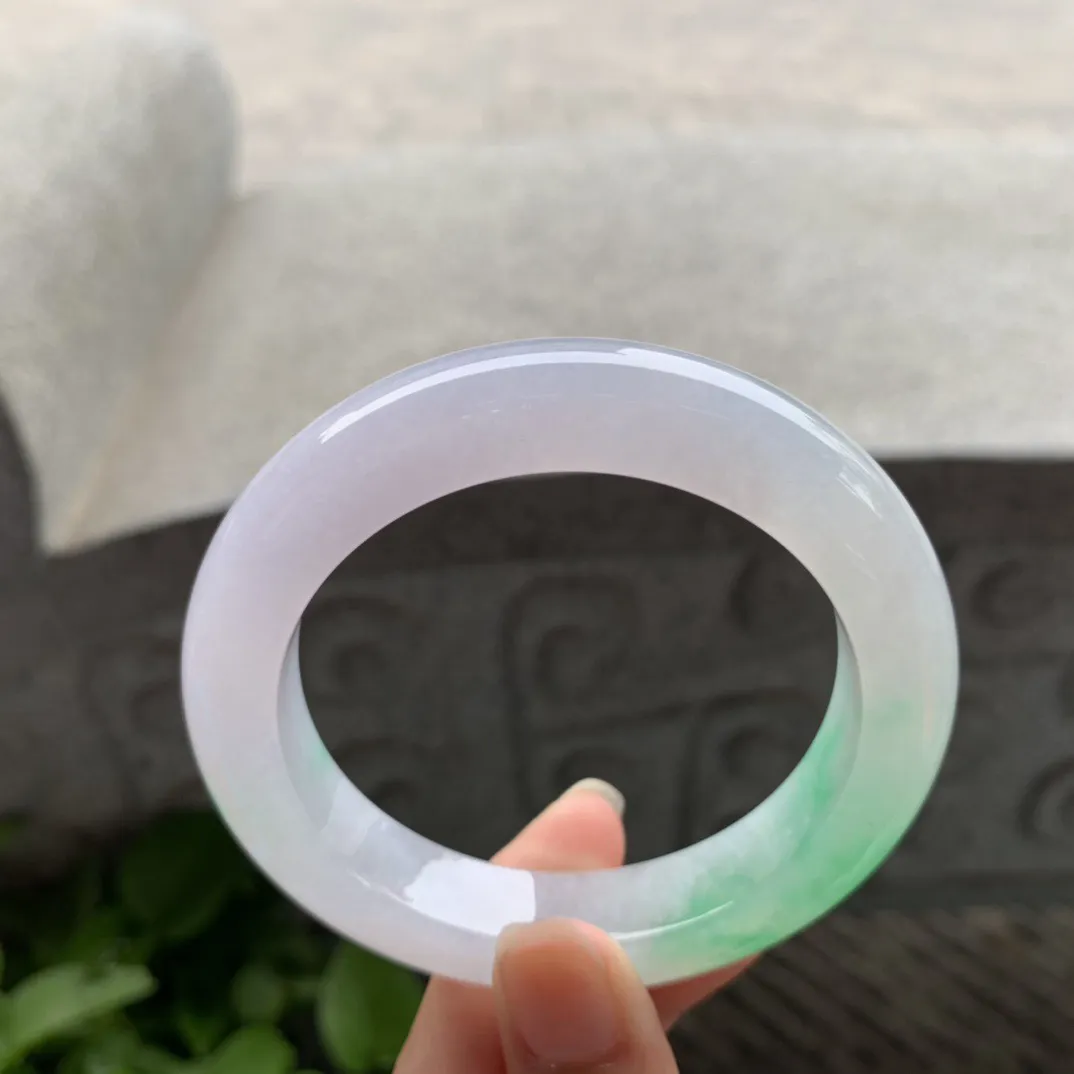 圈口55.8-12.4-10.1 【冰飘阳绿正圈手镯】正圈55 56可戴