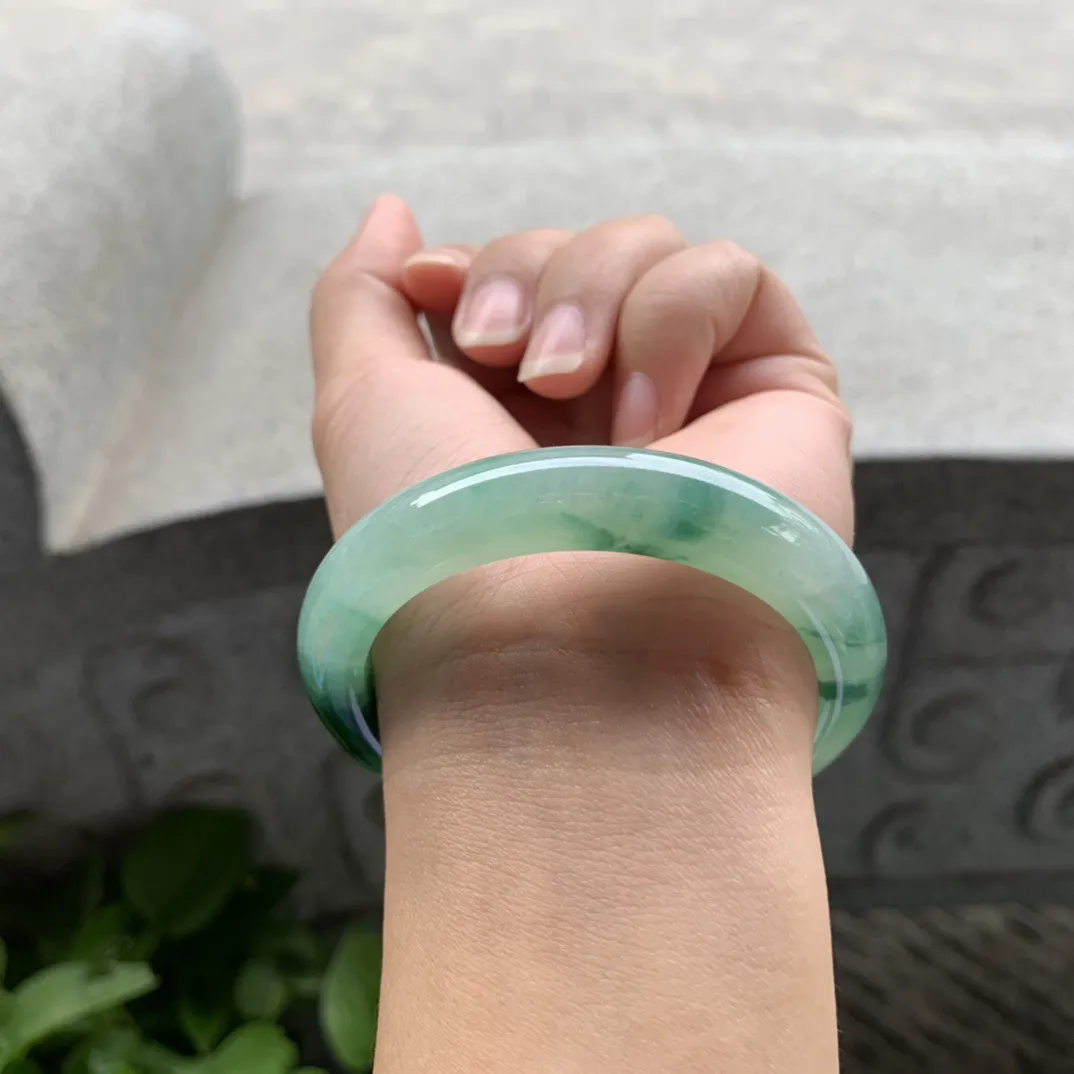 小圈口52.5-11.3-8.5 【冰飘绿正圈手镯】正圈52 53可戴
