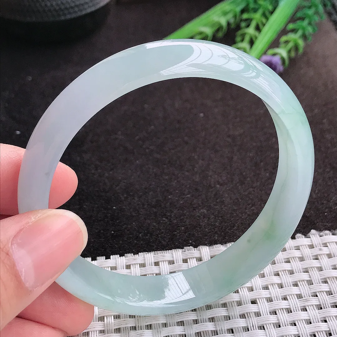 天然A货翡翠60.5/13.2/6.6老坑冰胶果冻冰晴手镯大圈口宽边玉镯