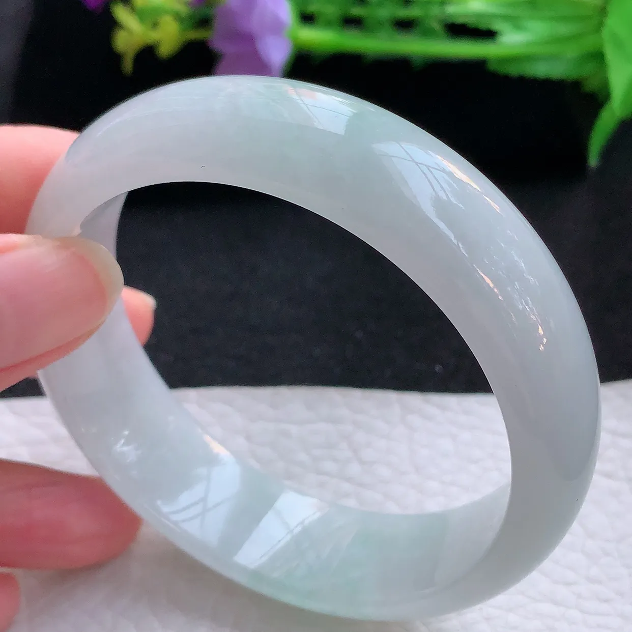 hy自然光59*17.3*7.8轮胎镯 翡翠a货玉手镯清新大气宽边珠宝玉手环