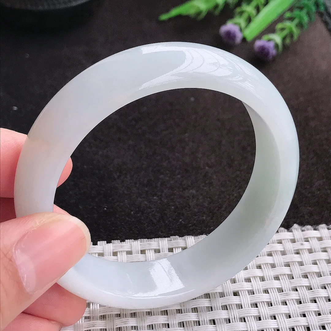 天然A货翡翠56.8/15.9/7.8老坑秀气温润轮胎手镯宽边玉镯