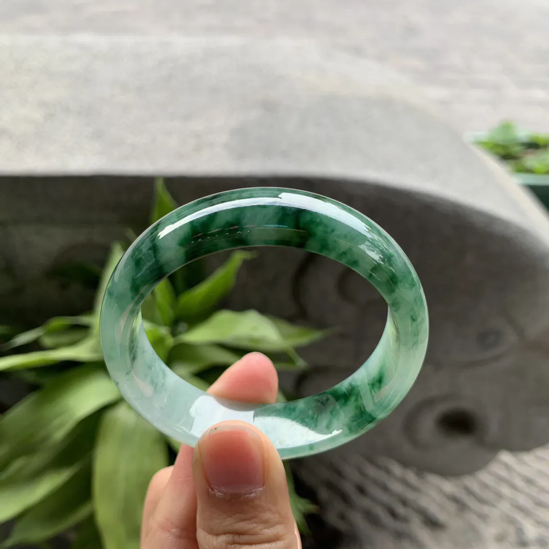 小圈口 50.7-14.6-6.7【辣绿正圈手镯】正圈50 51可戴