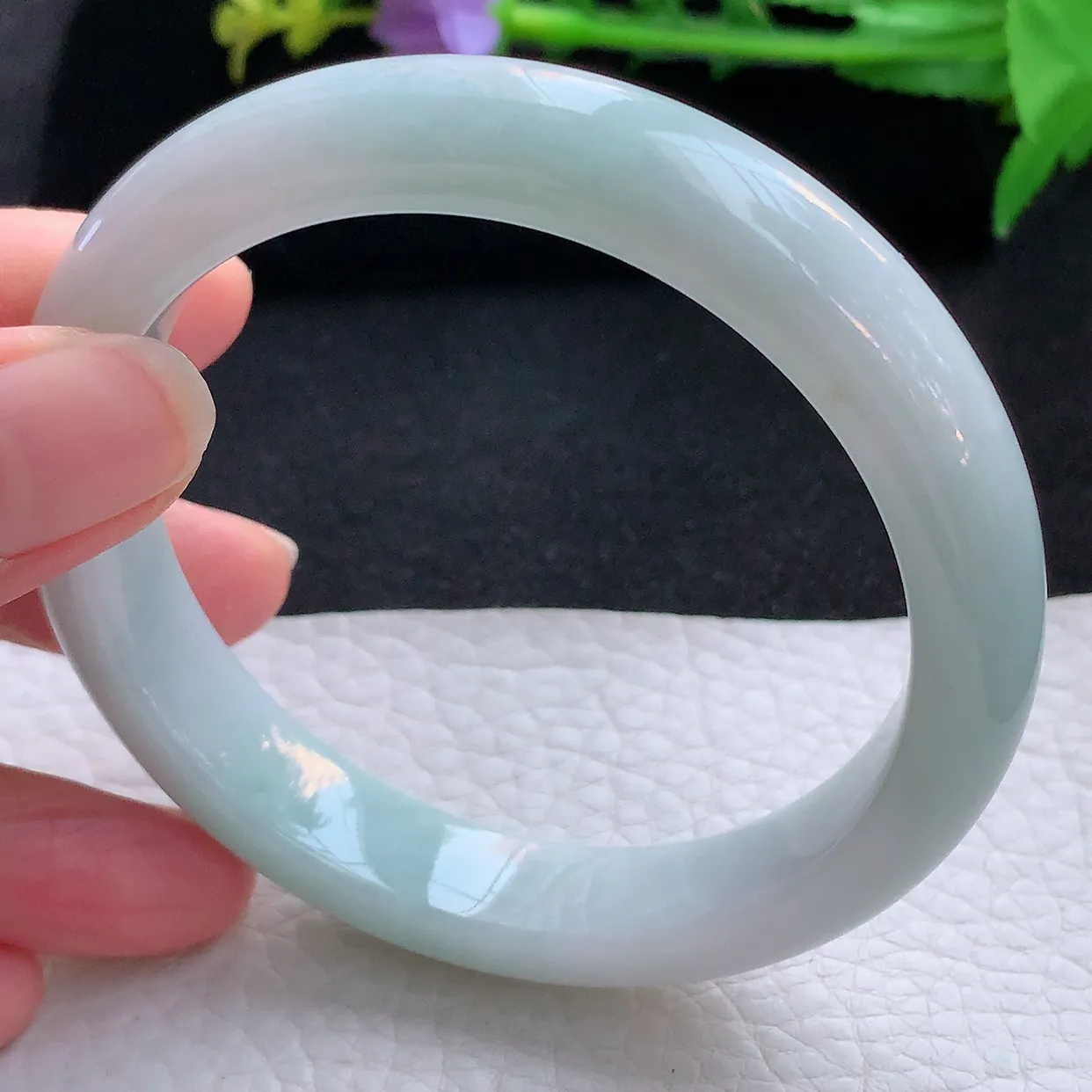 xx大圈口60.5*12.8*8.5平安镯 翡翠a货玉手镯清新宽边珠宝玉手环