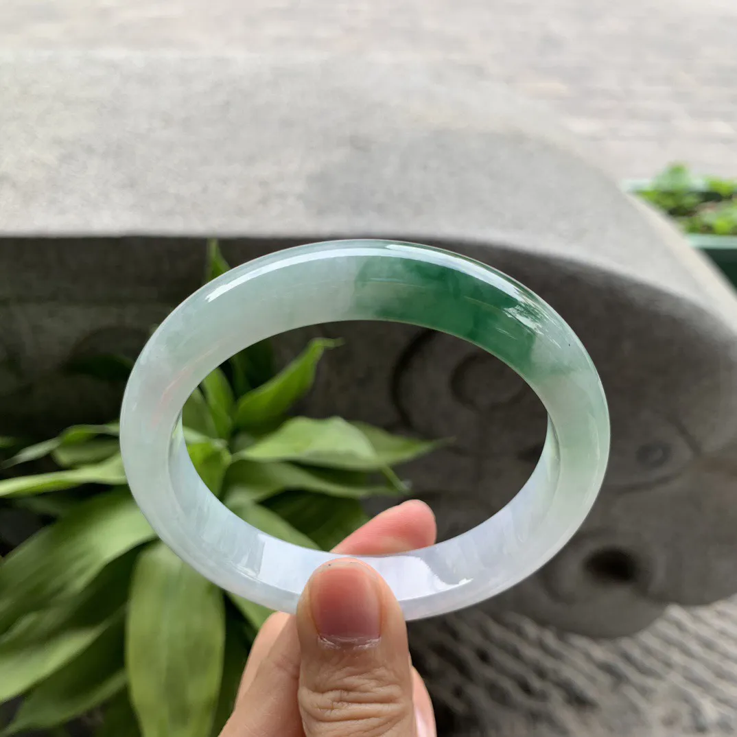 大圈口63-13-9 【飘辣绿正圈手镯】正圈63 64可戴