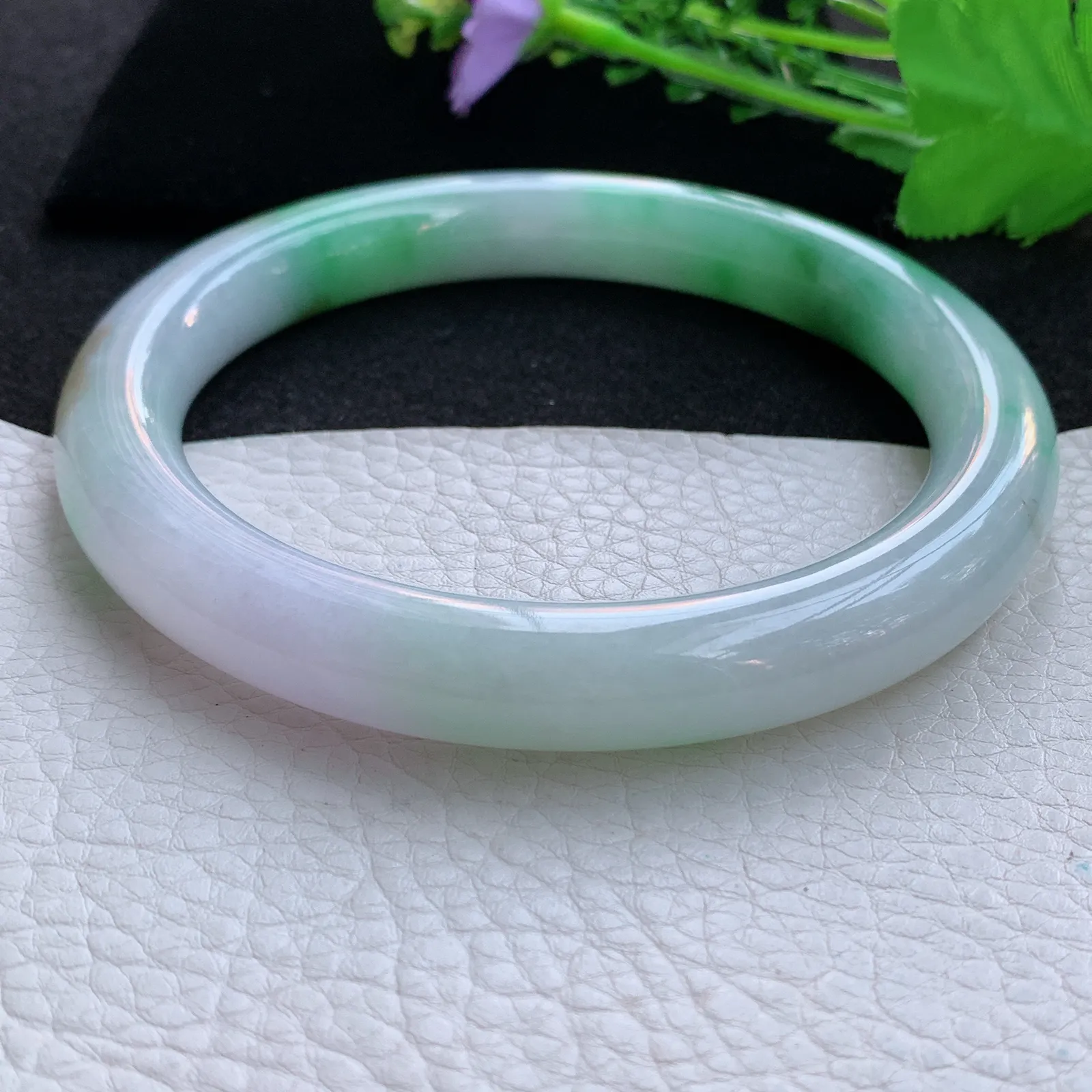 nr大圈口78*12.8*12.5招财臂镯 翡翠a货玉手镯三彩圆条珠宝玉手环