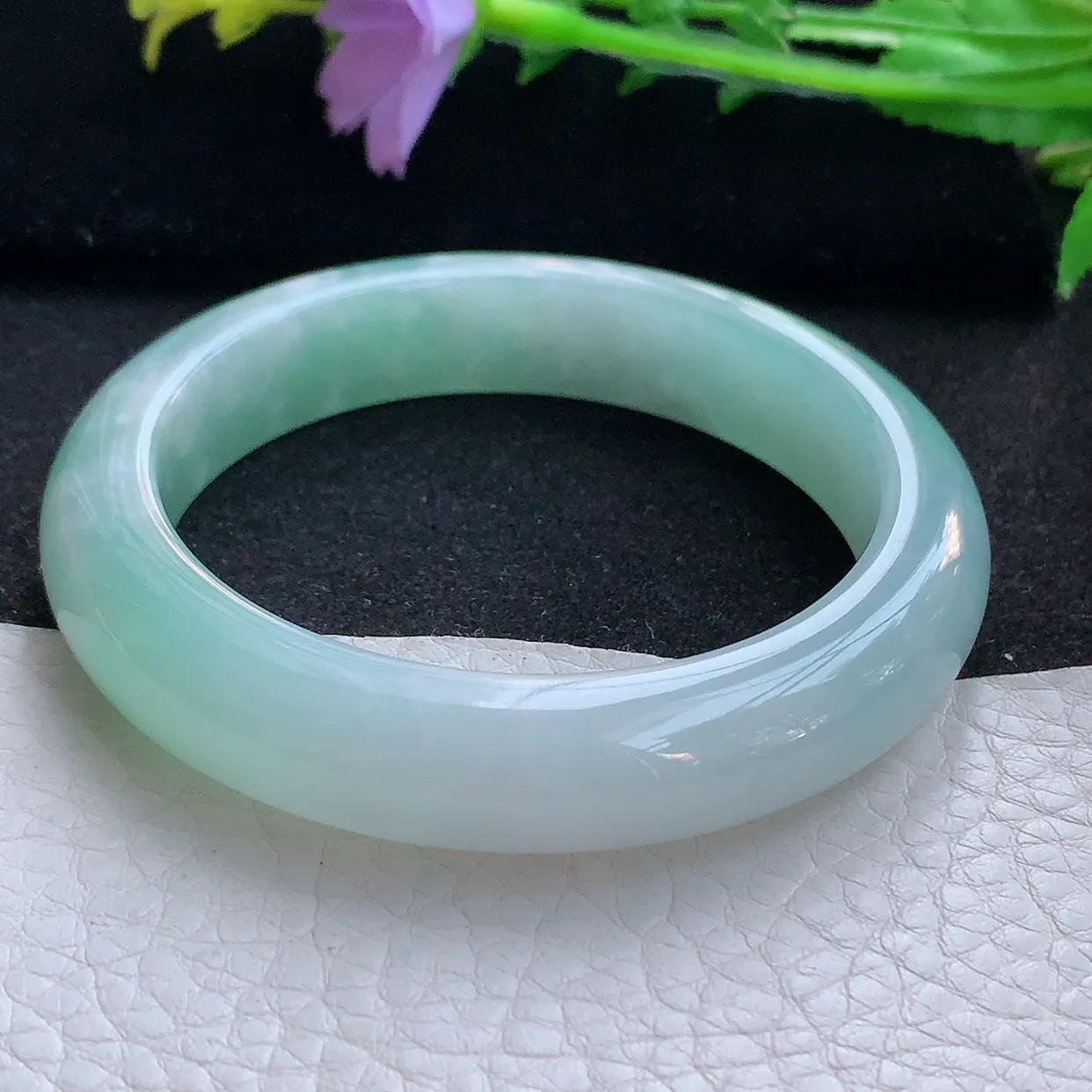 z自然光55.5*12.5*8.8平安镯 翡翠a货玉手镯清新宽边珠宝玉手环