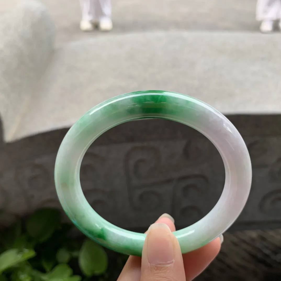 圈口57.3-9.5 【飘辣绿圆条手镯】圆条57 58可戴