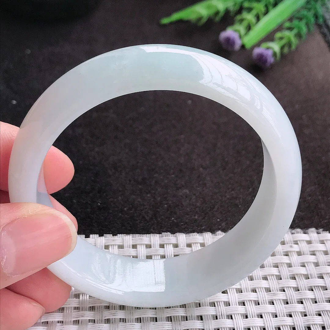 天然A货翡翠56.8/15.9/7.8老坑秀气温润轮胎手镯宽边玉镯