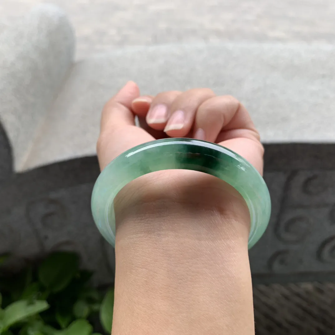 小圈口52.5-11.3-8.5 【冰飘绿正圈手镯】正圈52 53可戴