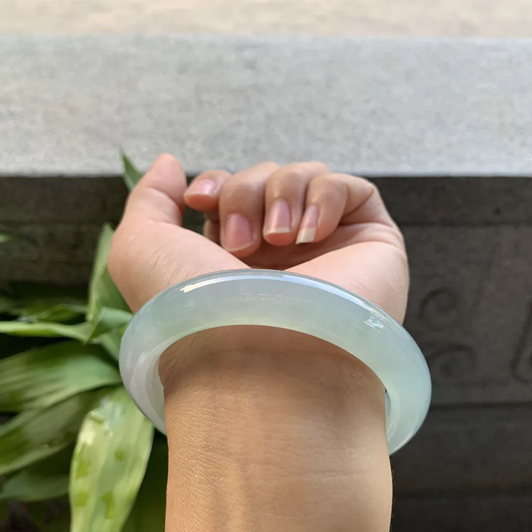 圈口57.3-11.7-9.7 【冰种晴正圈手镯】正圈57 58可戴