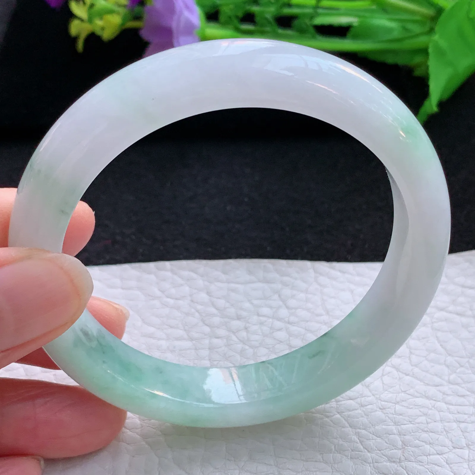 cc自然光58.8*12.2*8.5平安镯 翡翠a货玉手镯飘花宽边珠宝玉手环