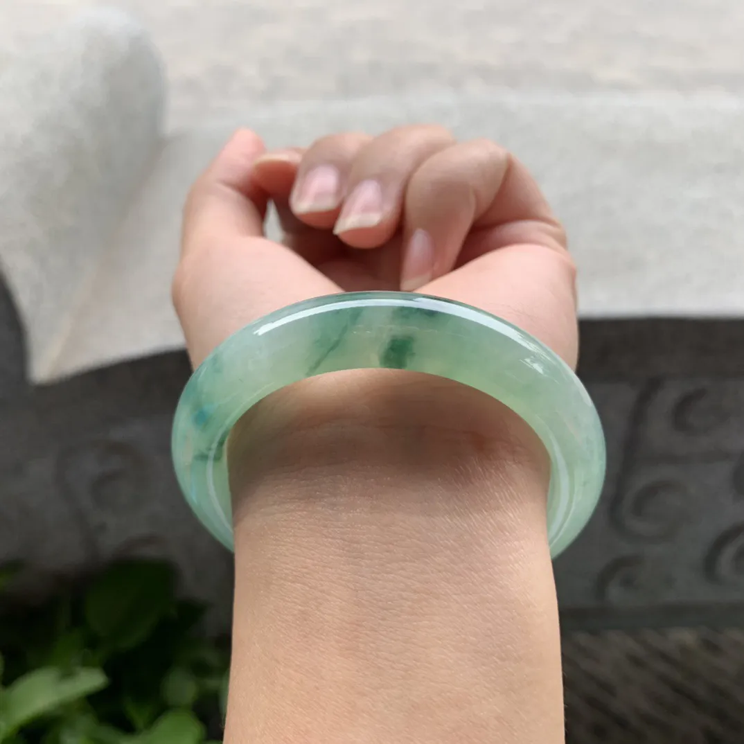 小圈口52.5-11.3-8.5 【冰飘绿正圈手镯】正圈52 53可戴
