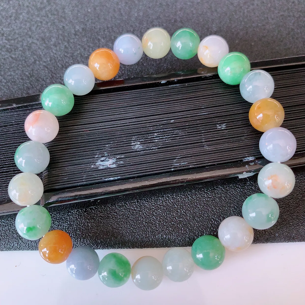 自然光实拍，冰润多宝翡翠手链，多彩翡翠手串，颜色丰富，料子细腻，高档大气，自戴送礼佳品！#46.7取