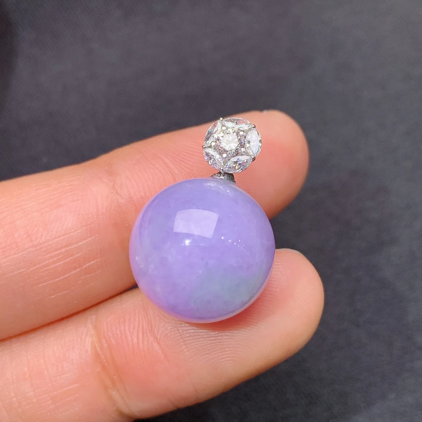 紫罗兰圆珠吊坠，18k金镶嵌，温润细腻，颜色浓郁 cy 尺寸20*13.8