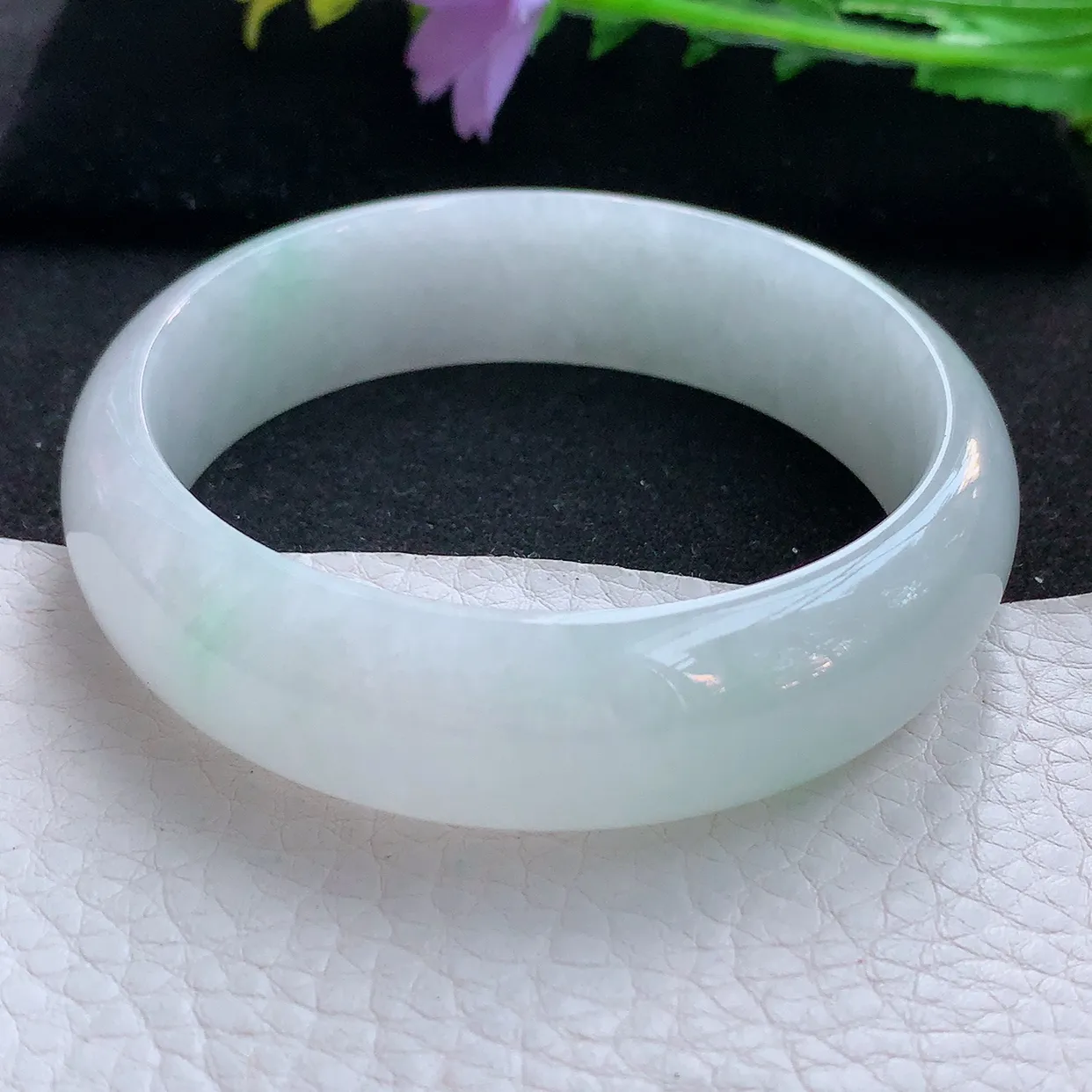 hy自然光59*17.3*7.8轮胎镯 翡翠a货玉手镯清新大气宽边珠宝玉手环