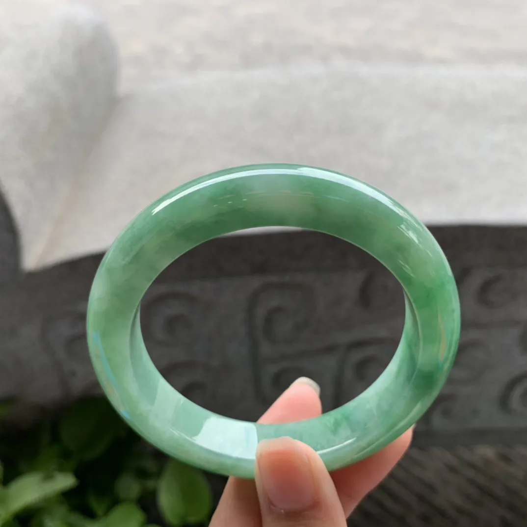 圈口56.6-12.4-9.6 【油绿正圈手镯】正圈56 57可戴