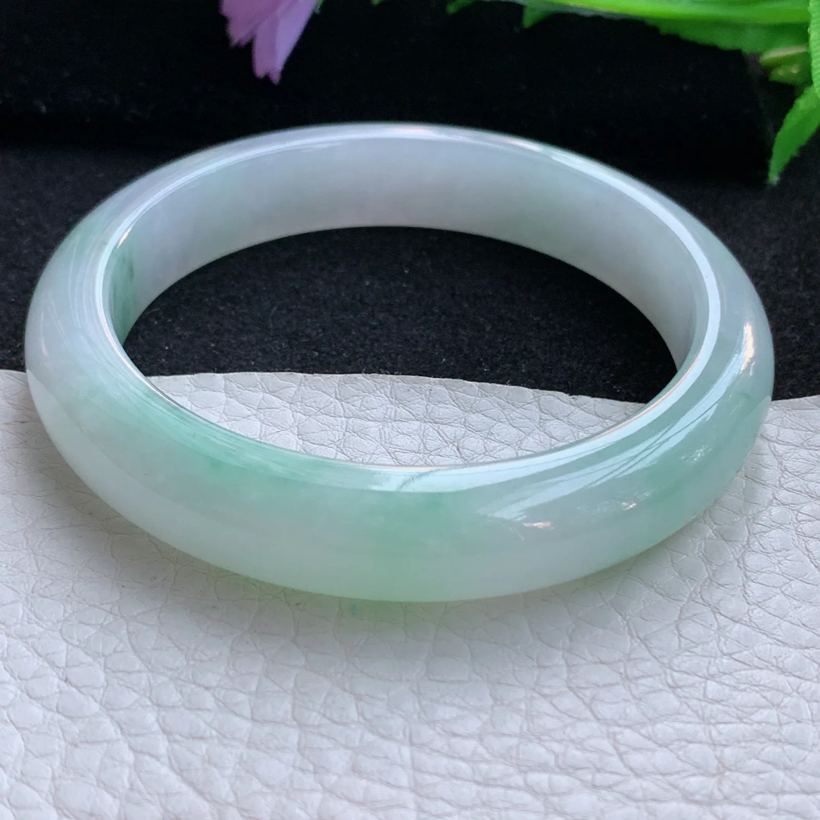 cc自然光58.8*12.2*8.5平安镯 翡翠a货玉手镯飘花宽边珠宝玉手环