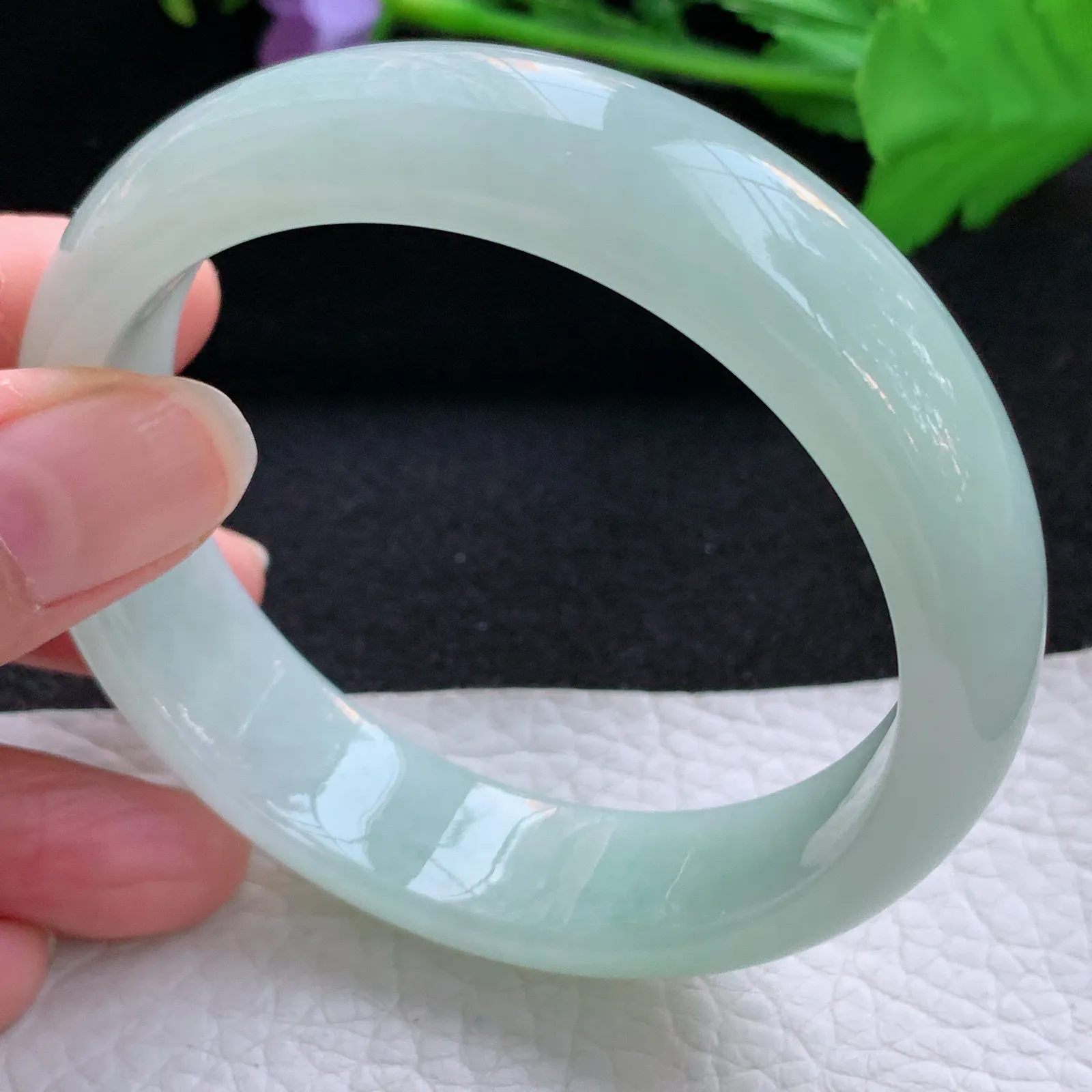 nr大圈口60*16.2*8.2轮胎镯 翡翠a货玉手镯甜绿宽边珠宝玉手环