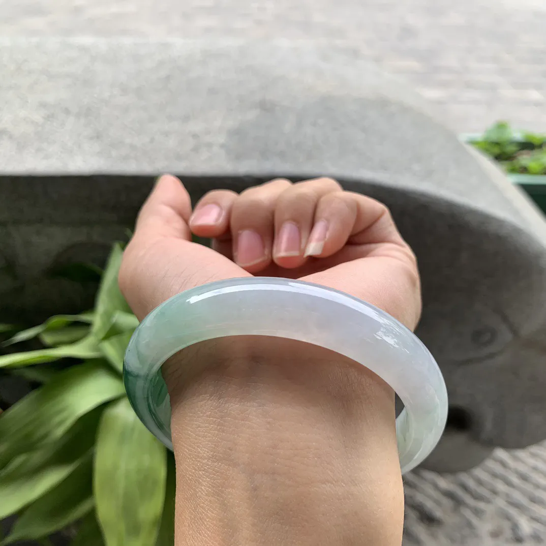 大圈口63-13-9 【飘辣绿正圈手镯】正圈63 64可戴