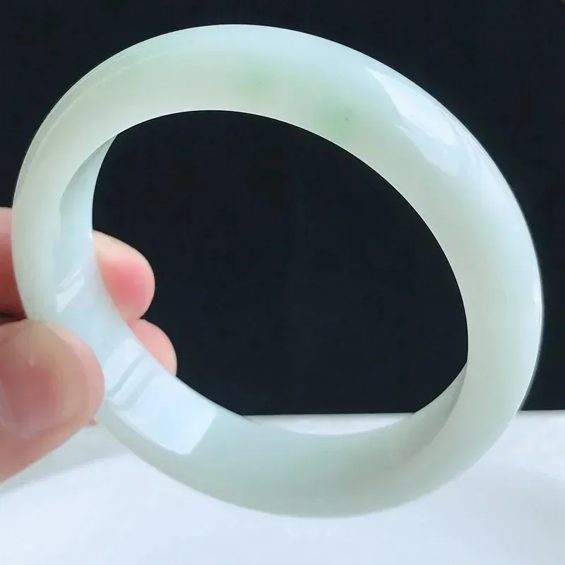 美人翡翠55圈口手环A货细腻女款浅绿手镯55.27g