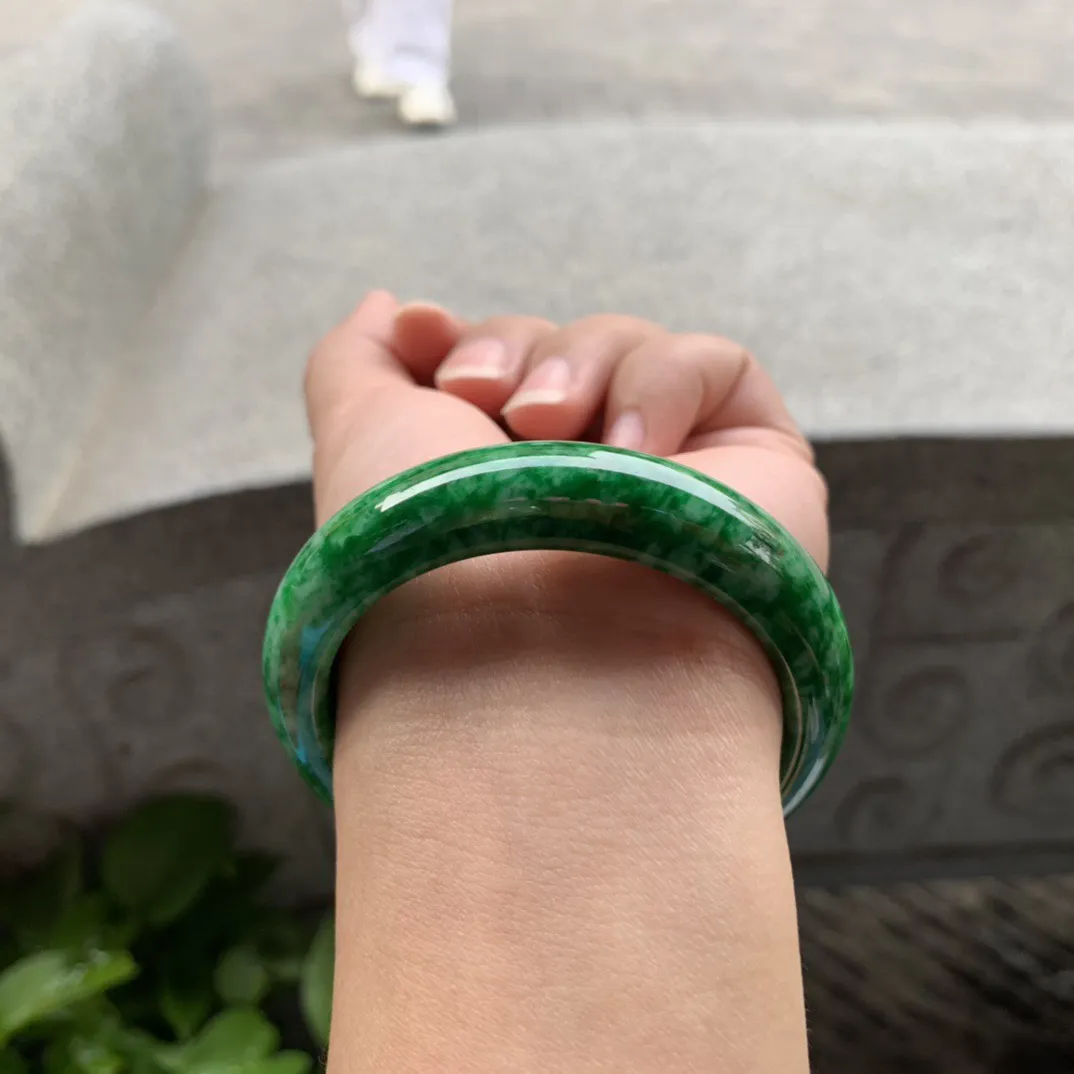 小圈口 51.3-13-8.4【满绿正圈手镯】正圈51 52可戴