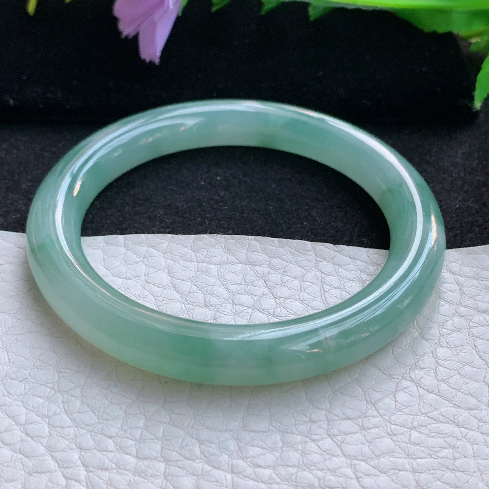 n小圈口52*8.3*8.8叮当镯 翡翠a货玉手镯雅韵圆条珠宝玉手环