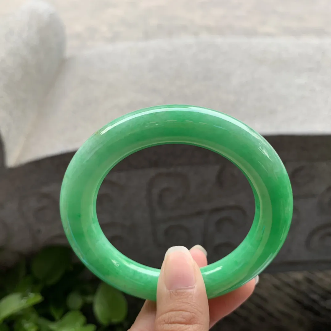 圈口55.8-11.5 【满阳绿圆条手镯】圆条55 56可戴