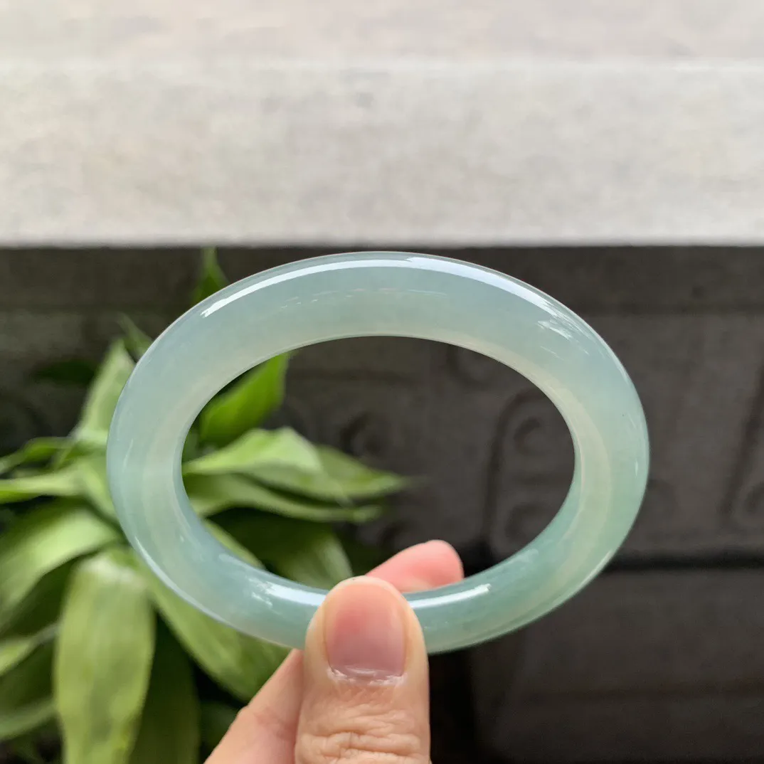 圈口55.5-9.8 【冰油绿圆条手镯】圆条55 56可戴