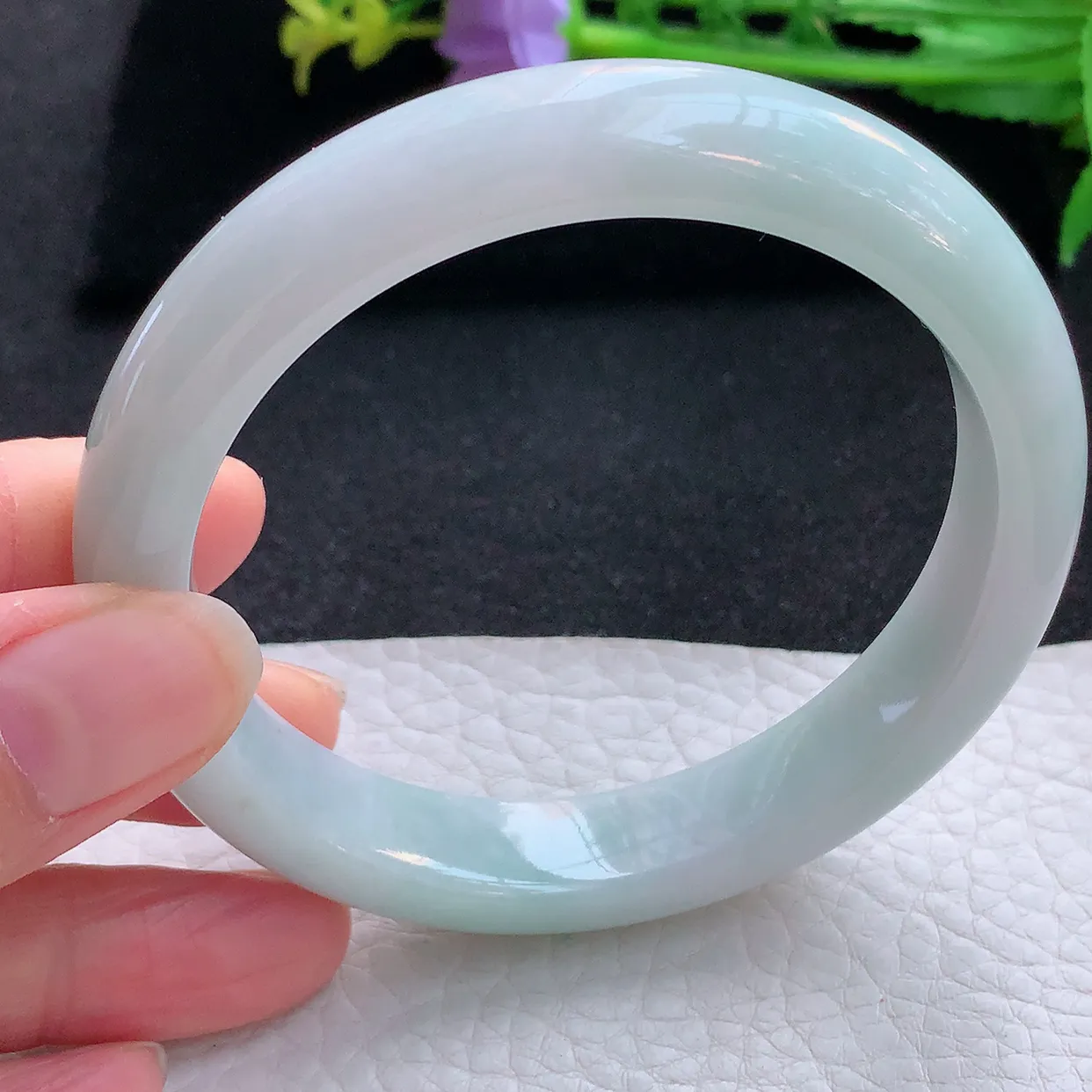 xx大圈口60.5*12.8*8.5平安镯 翡翠a货玉手镯清新宽边珠宝玉手环