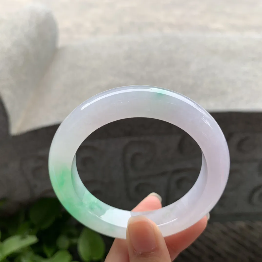 圈口55.8-12.4-10.1 【冰飘阳绿正圈手镯】正圈55 56可戴