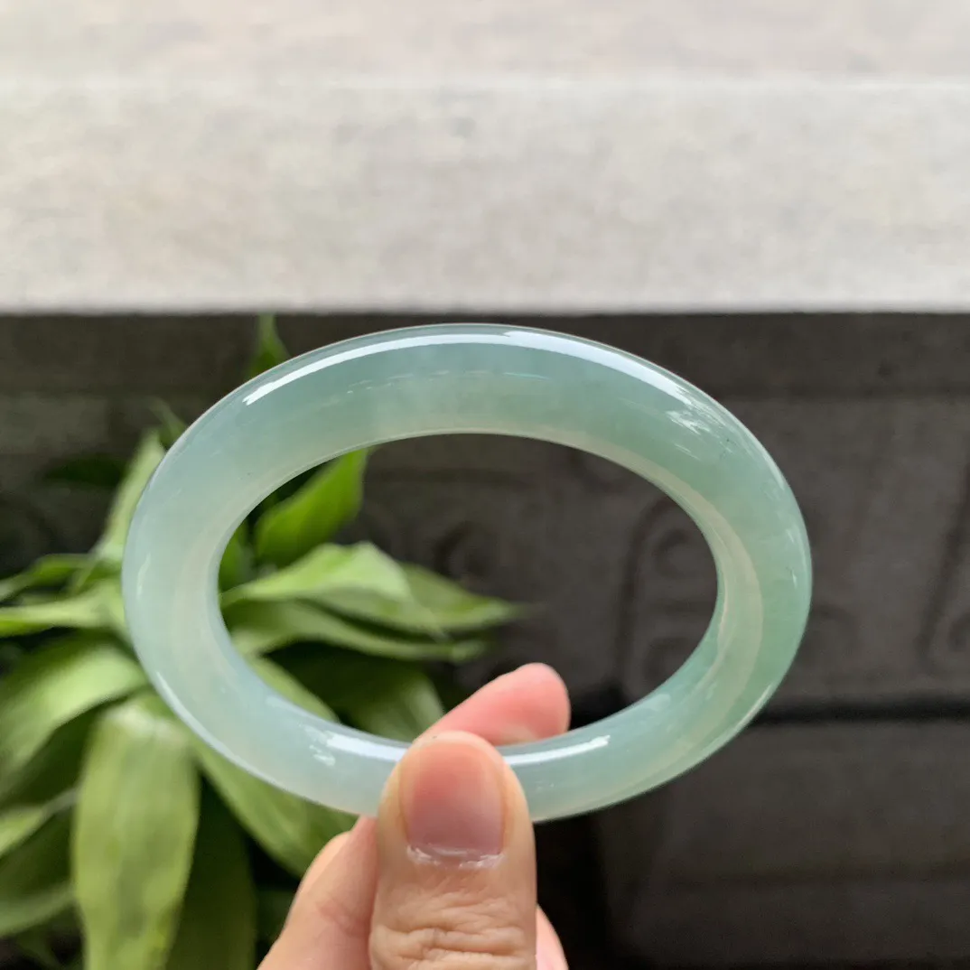 圈口55.5-9.8 【冰油绿圆条手镯】圆条55 56可戴