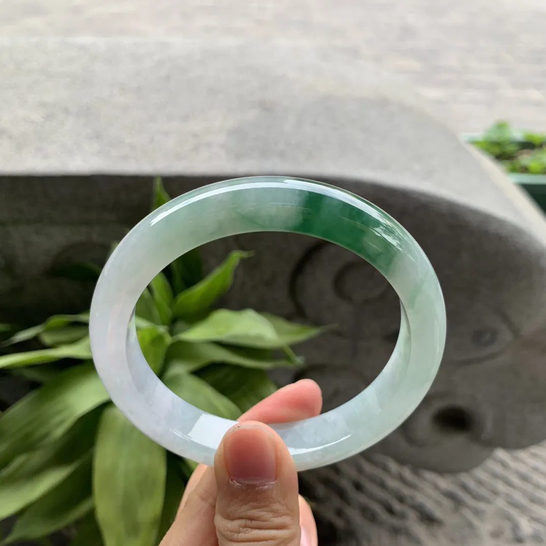 大圈口63-13-9 【飘辣绿正圈手镯】正圈63 64可戴