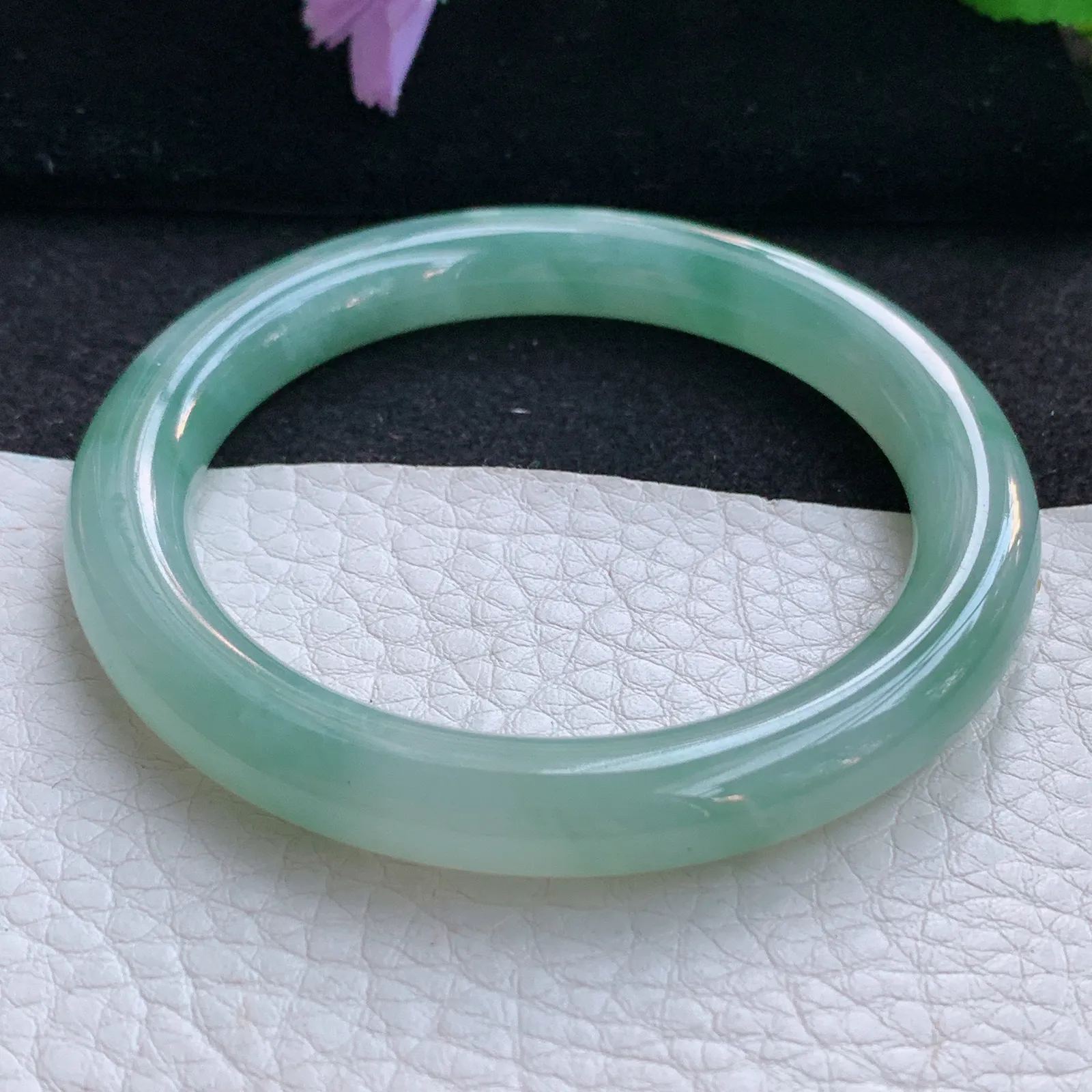 n小圈口52*8.3*8.8叮当镯 翡翠a货玉手镯雅韵圆条珠宝玉手环