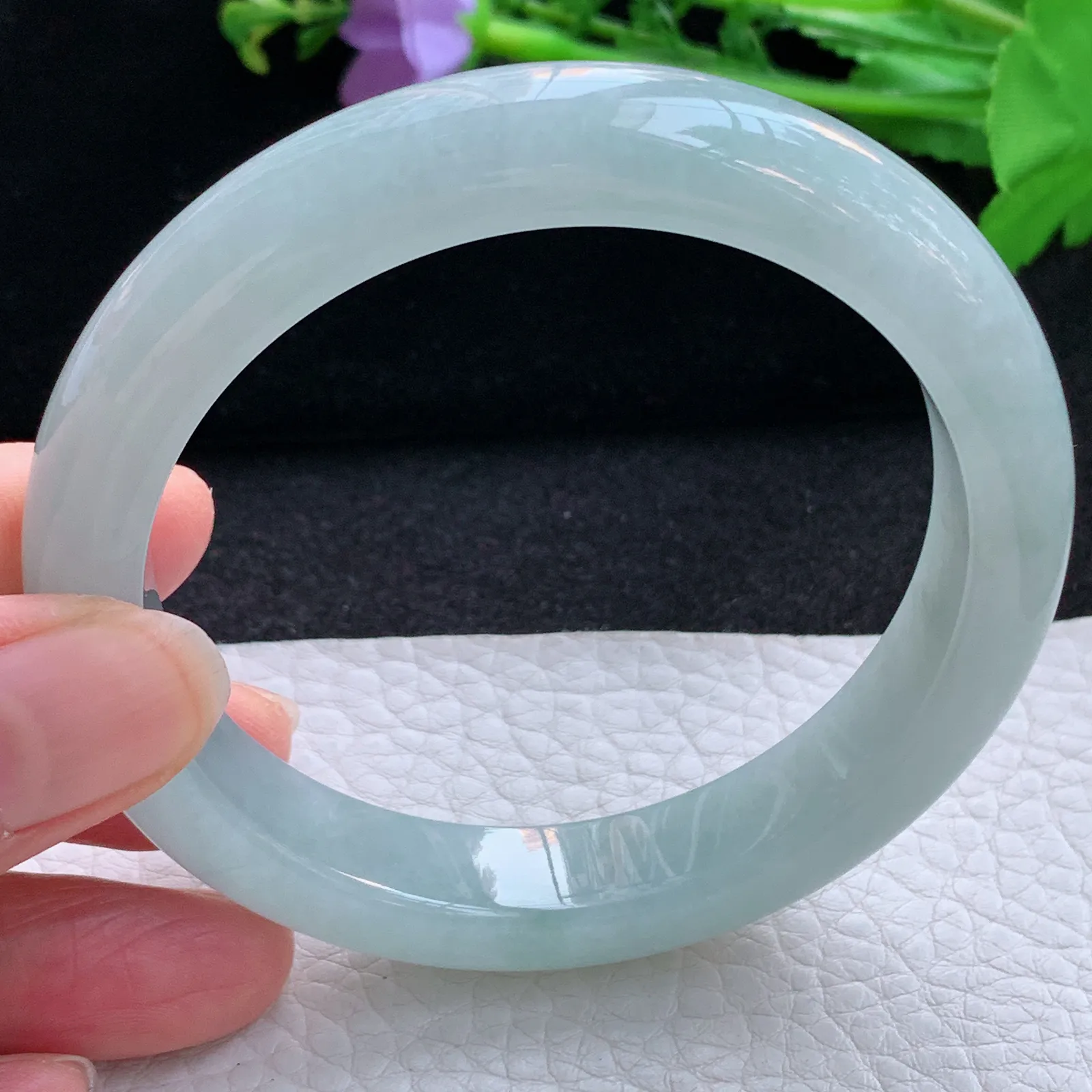 nr大圈口60*12.2*8.6平安镯 翡翠a货玉手镯天空蓝韵宽边珠宝玉手环