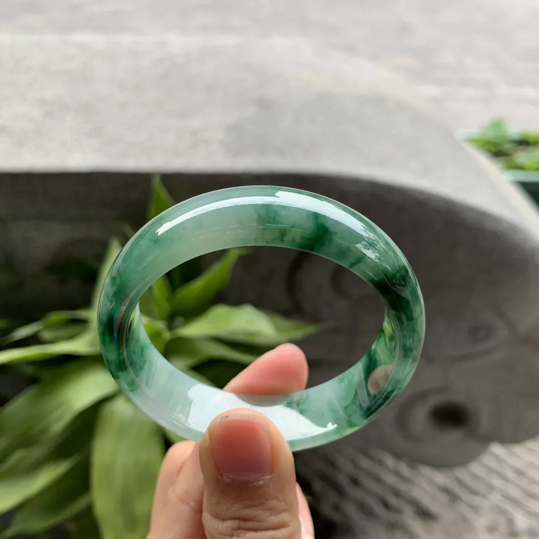 小圈口 50.7-14.6-6.7【辣绿正圈手镯】正圈50 51可戴