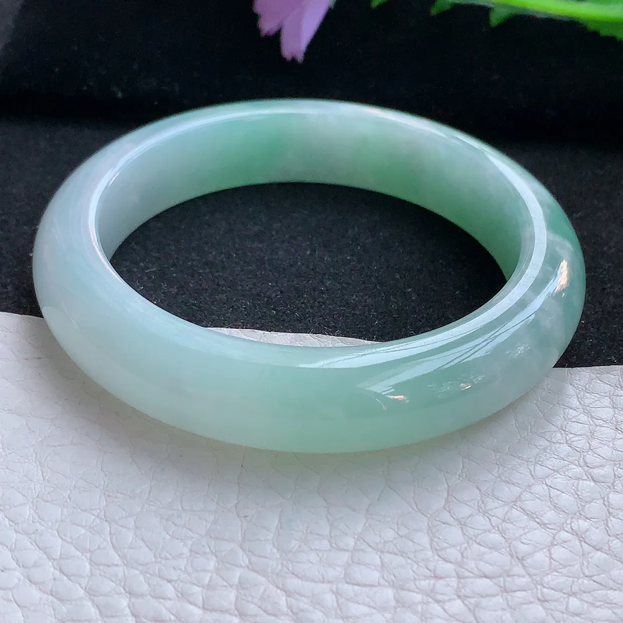 z自然光55.5*12.5*8.8平安镯 翡翠a货玉手镯清新宽边珠宝玉手环