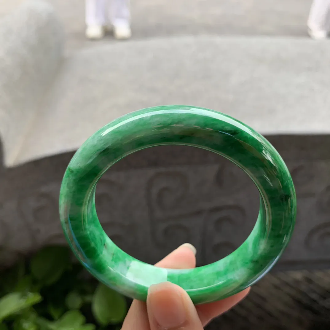 圈口 56.8-13.7-10.3【满绿正圈手镯】正圈56 57可戴