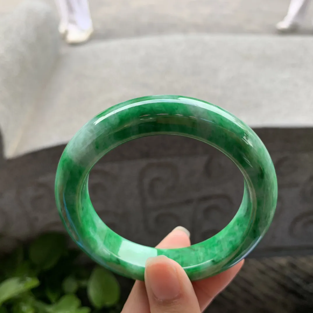 圈口 56.8-13.7-10.3【满绿正圈手镯】正圈56 57可戴