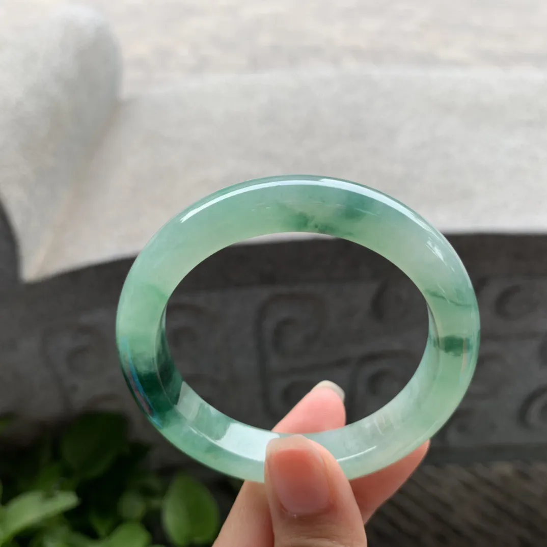 小圈口52.5-11.3-8.5 【冰飘绿正圈手镯】正圈52 53可戴