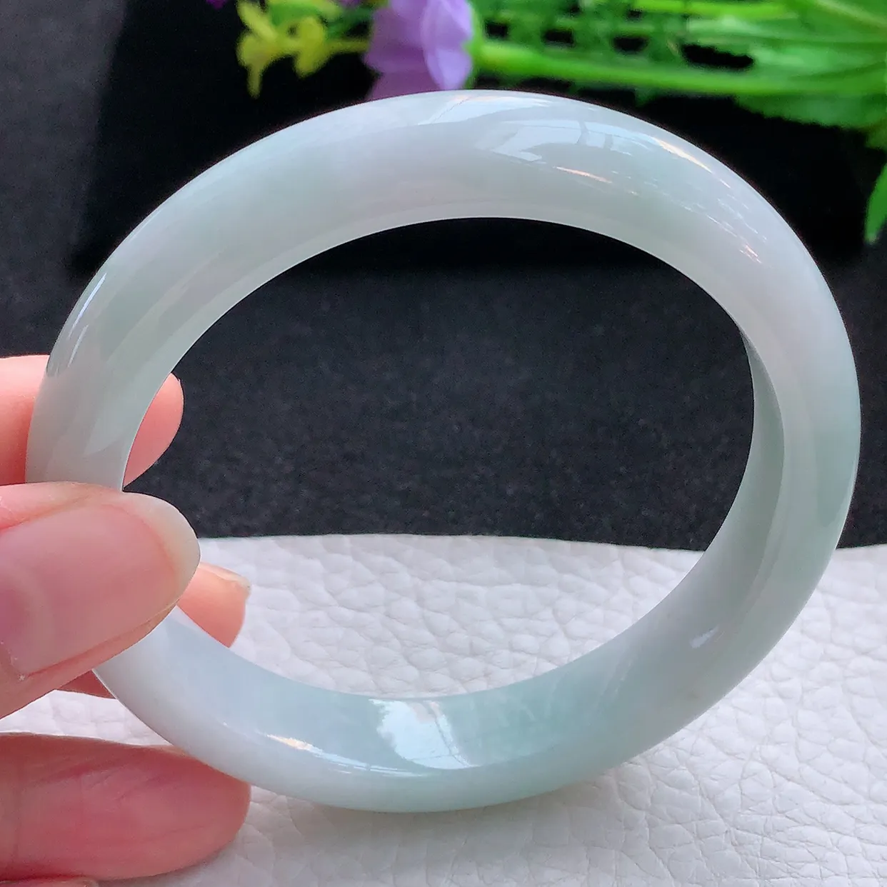 xx大圈口60.5*12.8*8.5平安镯 翡翠a货玉手镯清新宽边珠宝玉手环