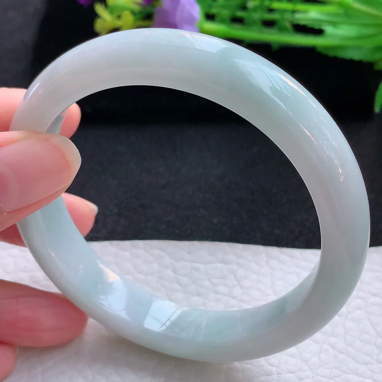 xx大圈口60.5*12.8*8.5平安镯 翡翠a货玉手镯清新宽边珠宝玉手环