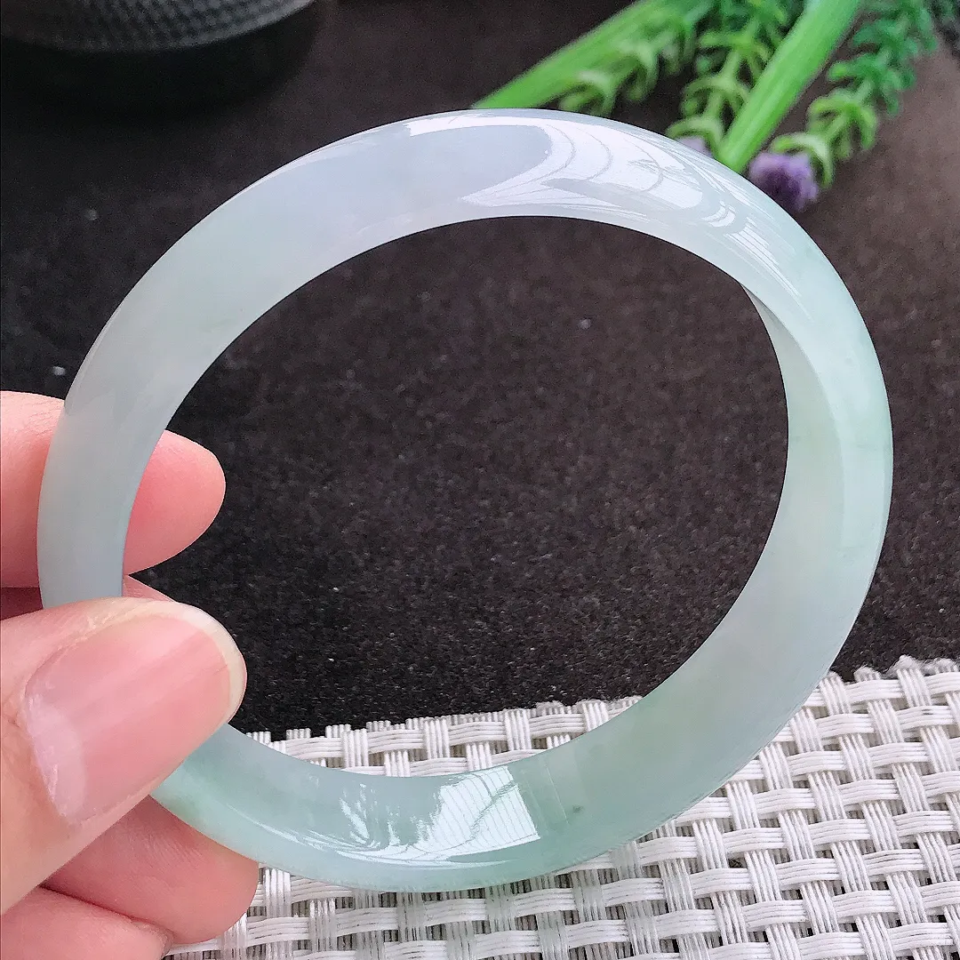 天然A货翡翠60.5/13.2/6.6老坑冰胶果冻冰晴手镯大圈口宽边玉镯