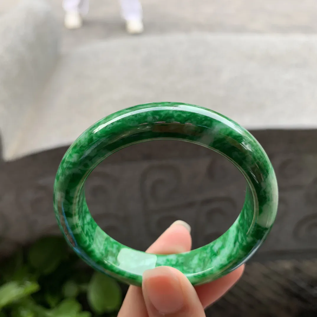 小圈口 51.3-13-8.4【满绿正圈手镯】正圈51 52可戴