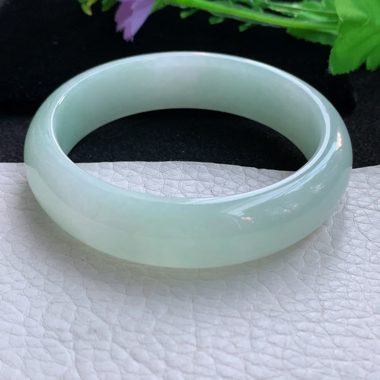 nr大圈口60*16.2*8.2轮胎镯 翡翠a货玉手镯甜绿宽边珠宝玉手环