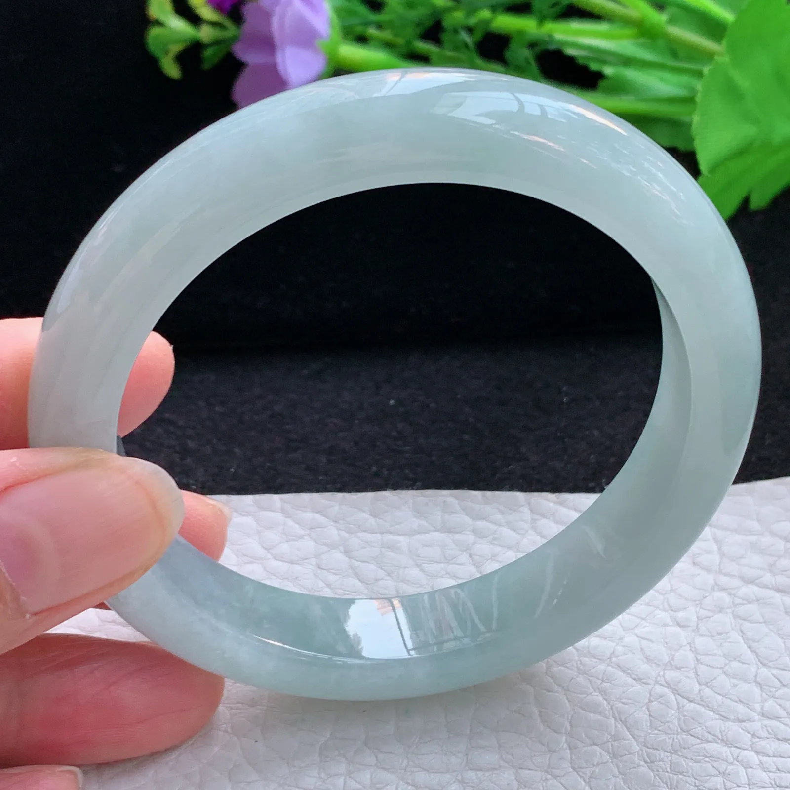 nr大圈口60*12.2*8.6平安镯 翡翠a货玉手镯天空蓝韵宽边珠宝玉手环