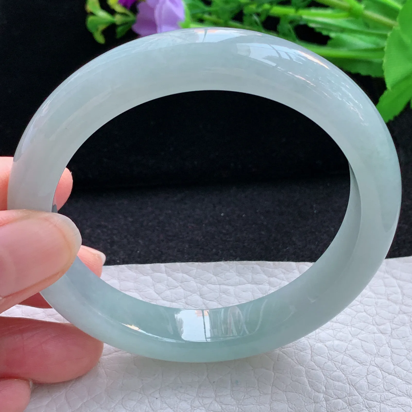 nr大圈口60*12.2*8.6平安镯 翡翠a货玉手镯天空蓝韵宽边珠宝玉手环