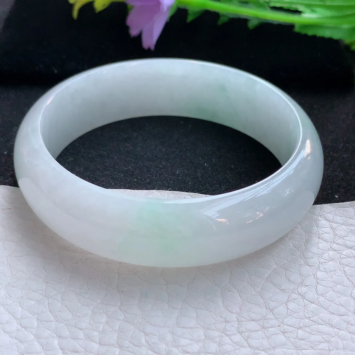 hy自然光59*17.3*7.8轮胎镯 翡翠a货玉手镯清新大气宽边珠宝玉手环